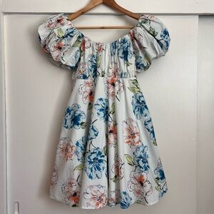 ABERCROMBIE & FITCH Ruched Puff Sleeve Floral Mini Dress Size S